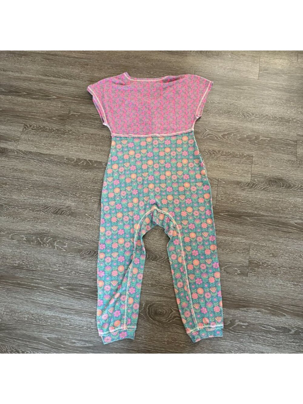Natural Life Mix & Match Waffle Jumpsuit M Green Floral Boho Lounge Soft Colorfu - Picture 8 of 9